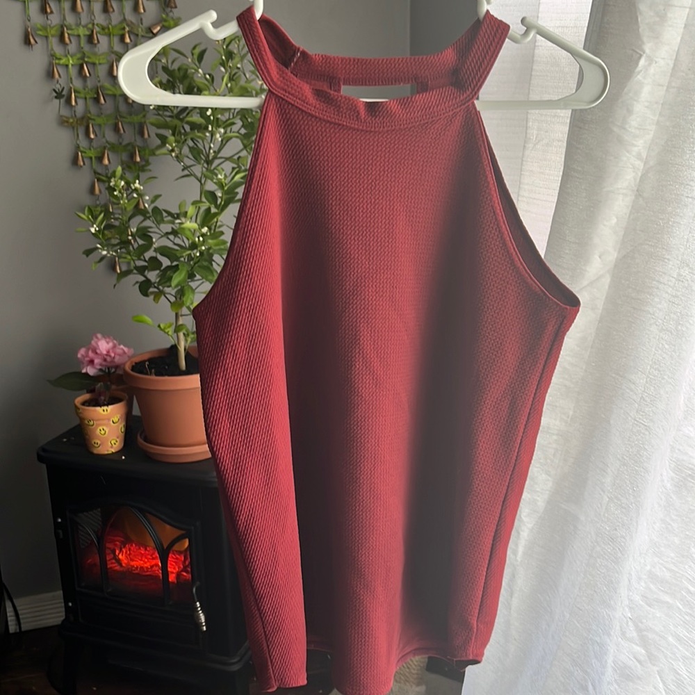 Women’s Red High Collar Tank Top